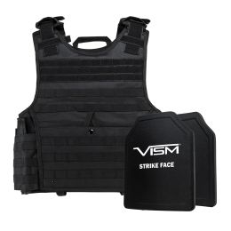 VISM by NcSTAR EXPERT PLATE CARRIER VEST (2XL+) WITH 10"X12' LEVEL III+ PE SHOOTERS CUT 2X HARD BALLISTIC PLATES/ EXTRA LARGE/BLACK (Color: Black)