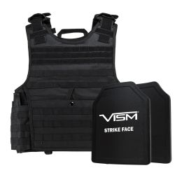 VISM by NcSTAR EXPERT PLATE CARRIER VEST (2XL+) WITH 11"X14" LEVEL III+ SHOOTERS CUT 2X HARD BALLISTIC PLATES/ EXTRA LARGE/BLACK (Color: Black)