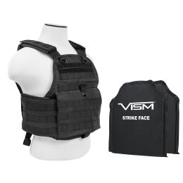 VISM by NcSTAR PLATE CARRIER VEST WITH 10"X12' LEVEL IIIA SHOOTERS CUT 2X SOFT BALLISTIC PANELS/ BLACK (Color: Black)