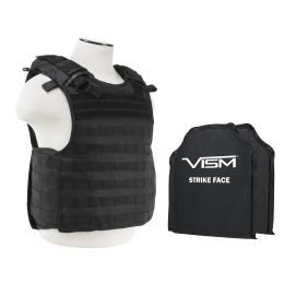 VISM by NcSTAR QUICK RELEASE PLATE CARRIER VEST WITH 10"X12' LEVEL IIIA SHOOTERS CUT 2X SOFT BALLISTIC PANELS/ BLACK (Color: Black)