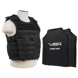 VISM by NcSTAR EXPERT PLATE CARRIER VEST WITH 11"X14' LEVEL IIIA SHOOTERS CUT 2X SOFT BALLISTIC PANELS/ BLACK (Color: Black)